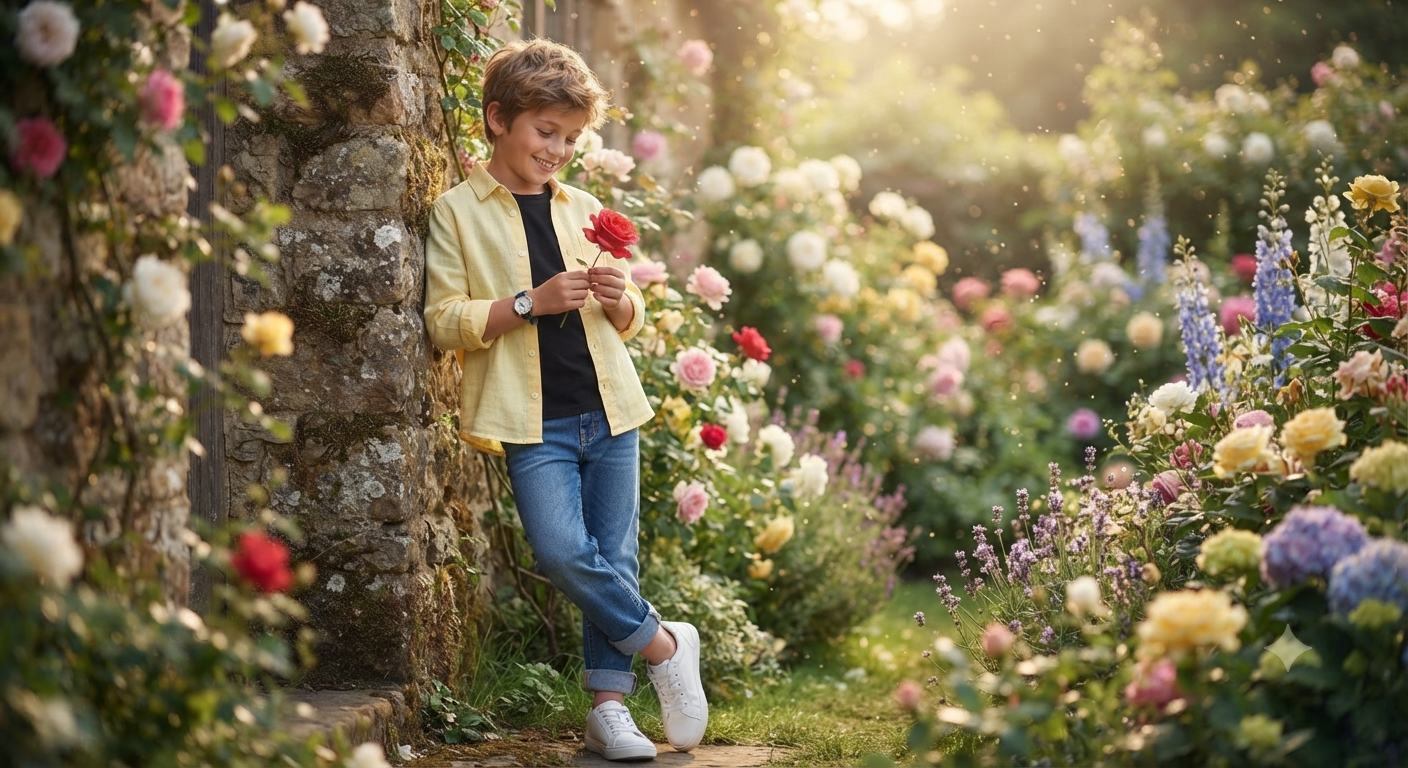 Modern Kids Fashion Streetwear — Cottage Garden: Heartwarming Children's Editorial