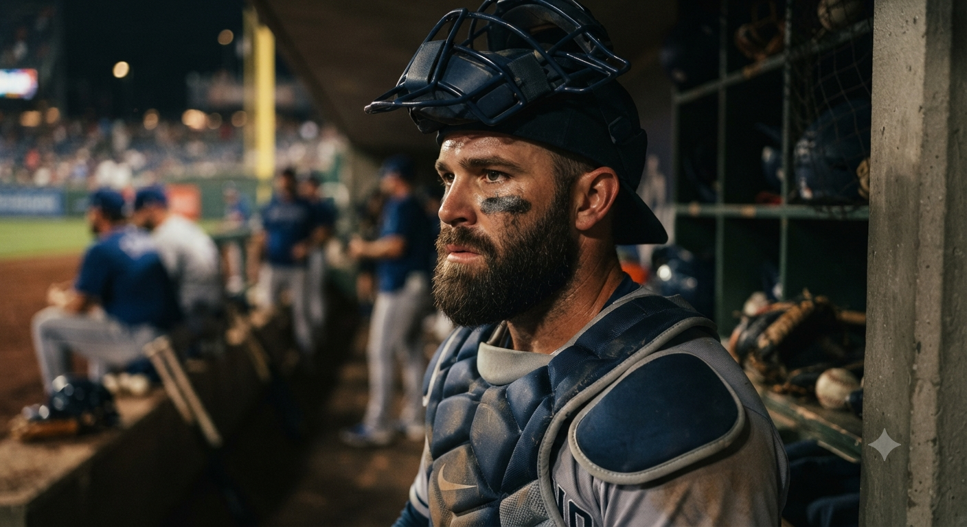 Dugout Catcher Intensity Portrait