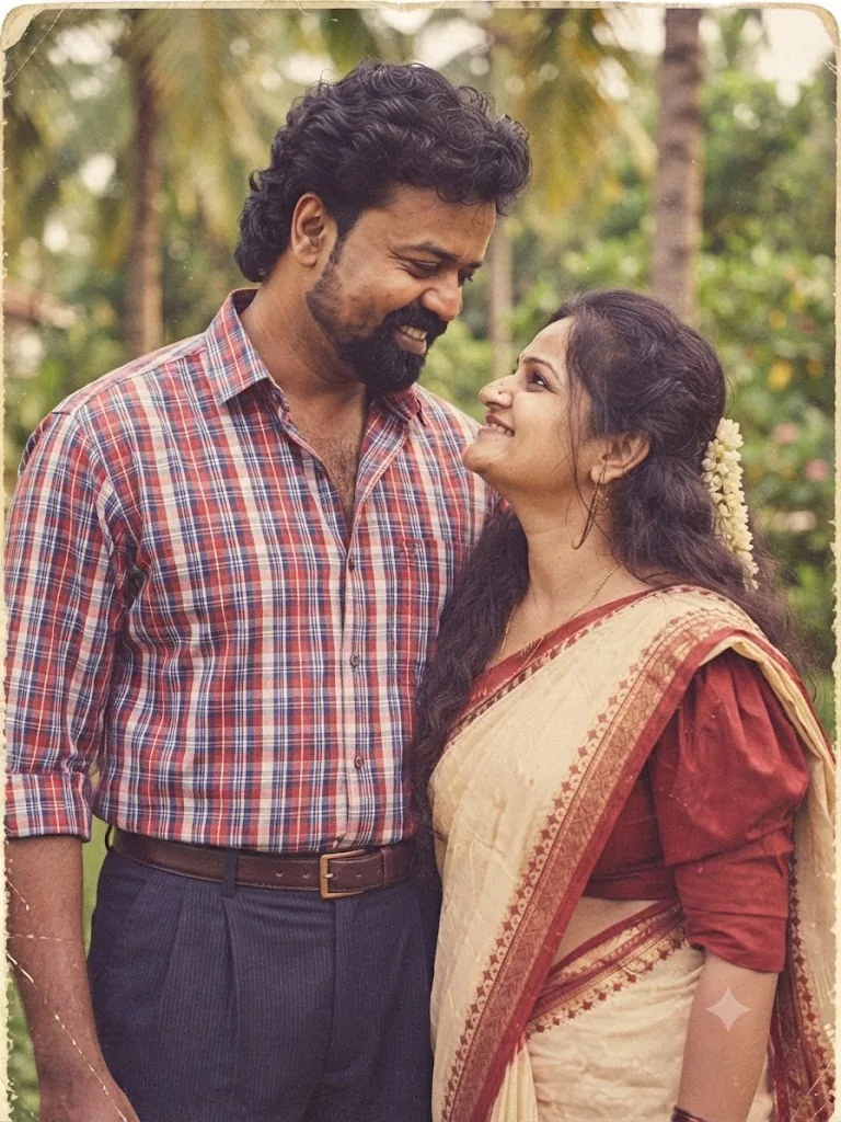 The 1980s Loving Glance: A South Indian Vintage Portrait