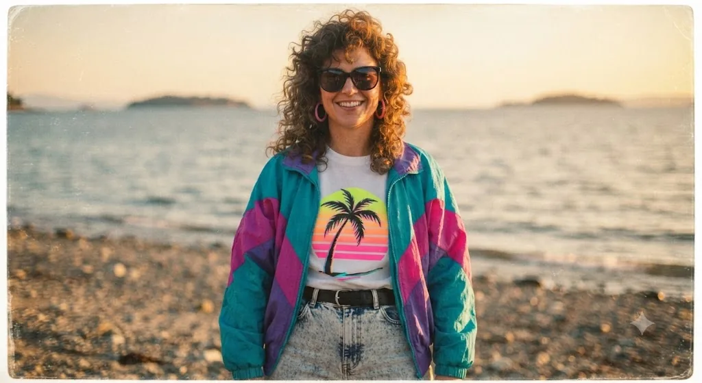 The 1980s Sunset Snapshot: A Neon Nostalgia Portrait