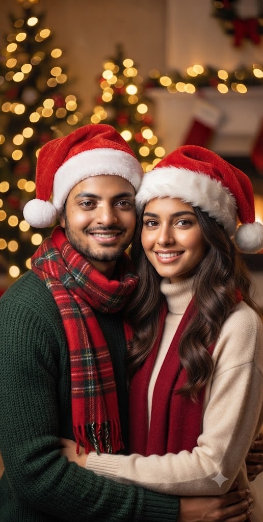 The Festive Duo: A High-Definition 8k Holiday Fine-Art Portrait