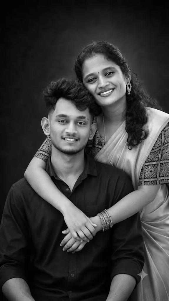 The Embrace: A Timeless Monochrome Couple's Portrait