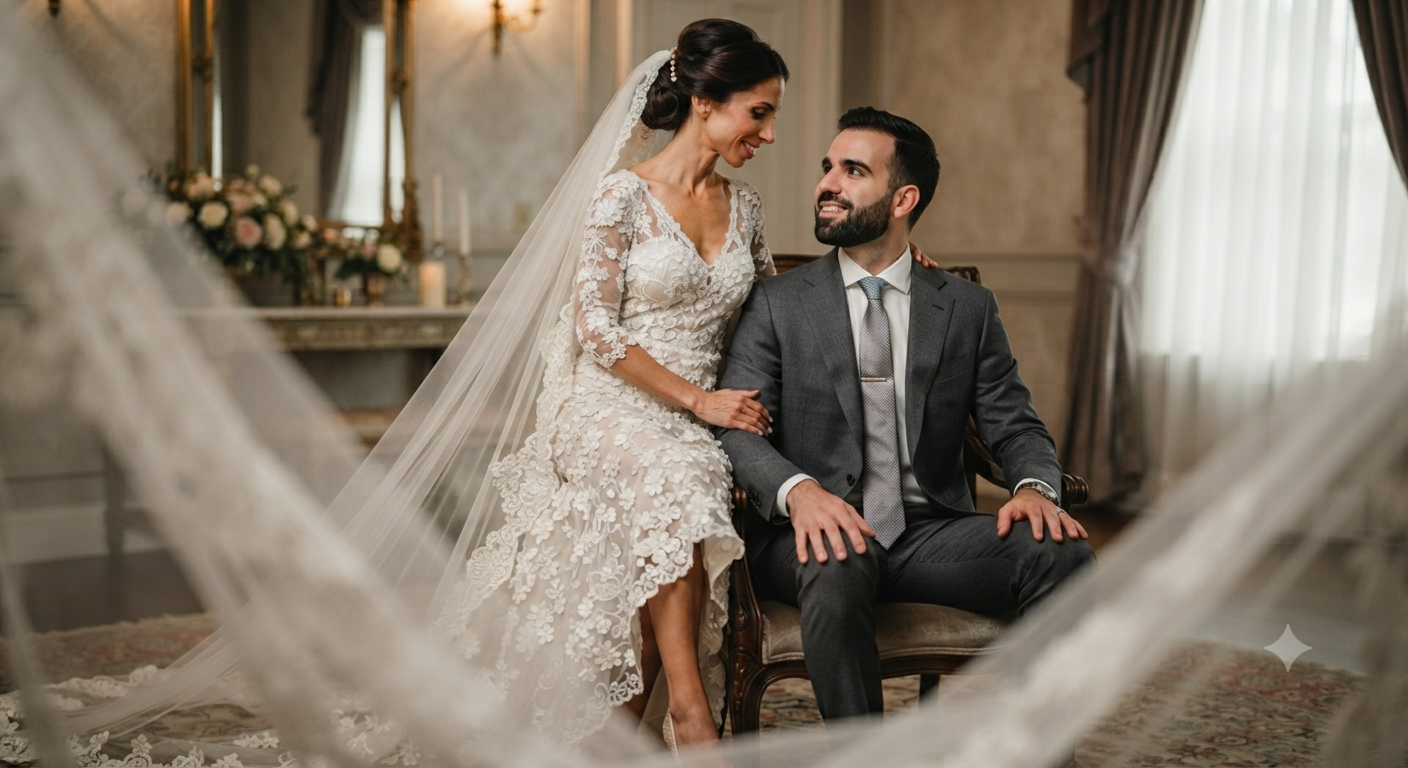 Elegant Indoor Room Newlywed Portrait