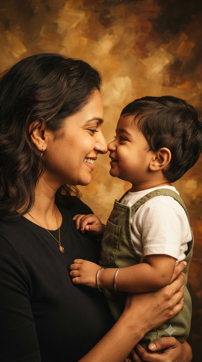 Gentle Touch: Close-Up Profile Mother and Toddler Fine-Art Portrait