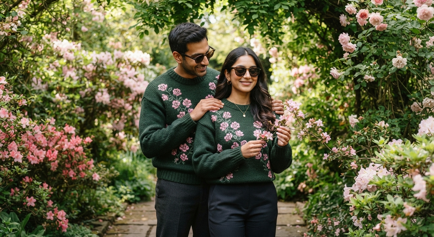 Enchanted Bloom: The Matching Sweater Garden Portrait