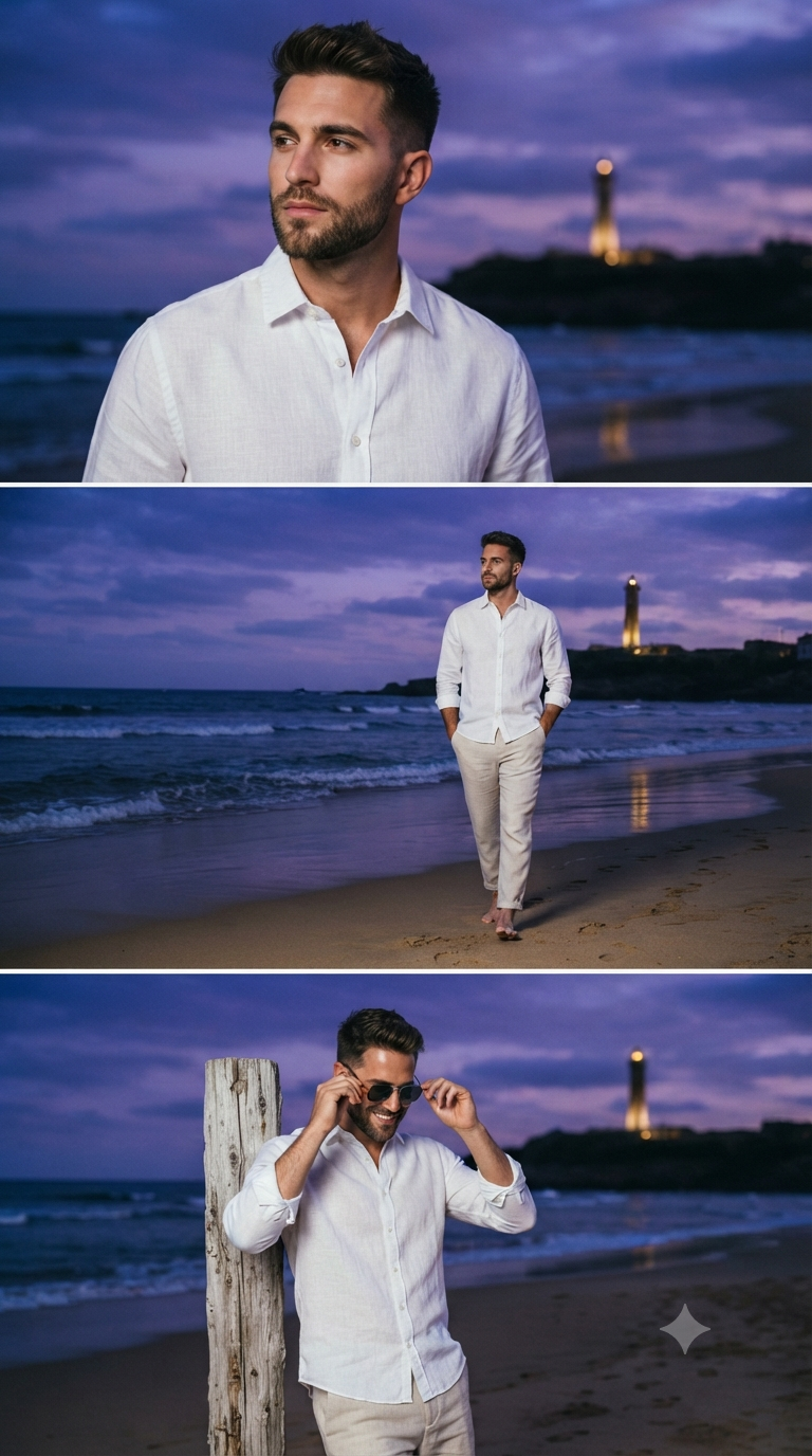 Twilight Coastal Triptych Portrait