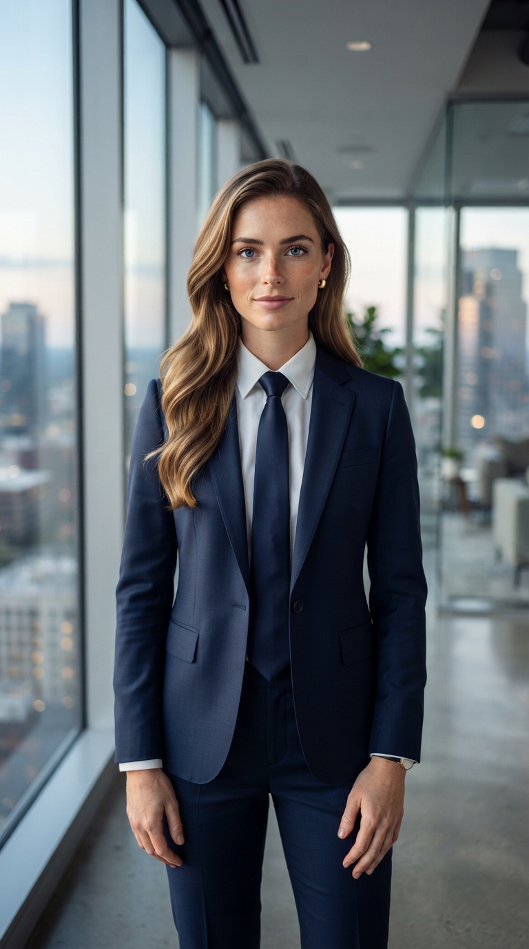 High-Rise Navy Suit Executive Portrait