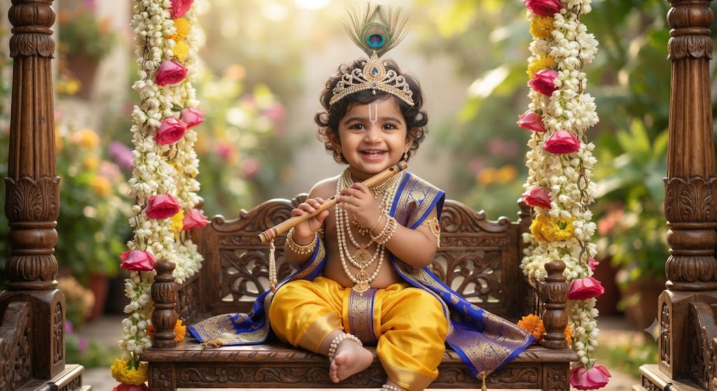 The Joyful Flutist on the Swing: A High-Definition 8k Cultural Fine-Art Portrait